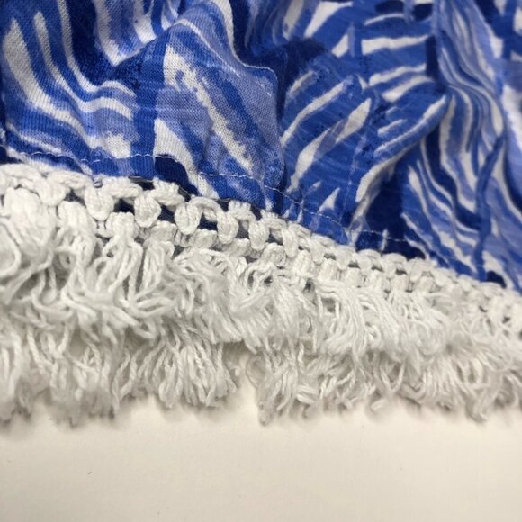 Lilly PULITZER Kipper Lapis Periwinkle Blue Fern Beachy Boho Chic Fringe Tank - Picture 10 of 13